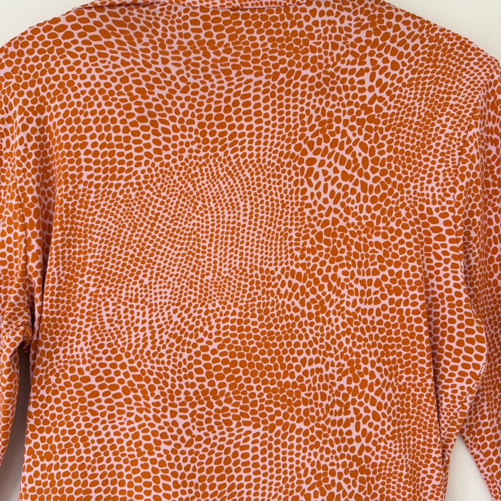 J. McLaughlin Catalina Cloth Vibrant Orange Patterned Faux Wrap Blouse Top Sz M - Picture 10 of 12